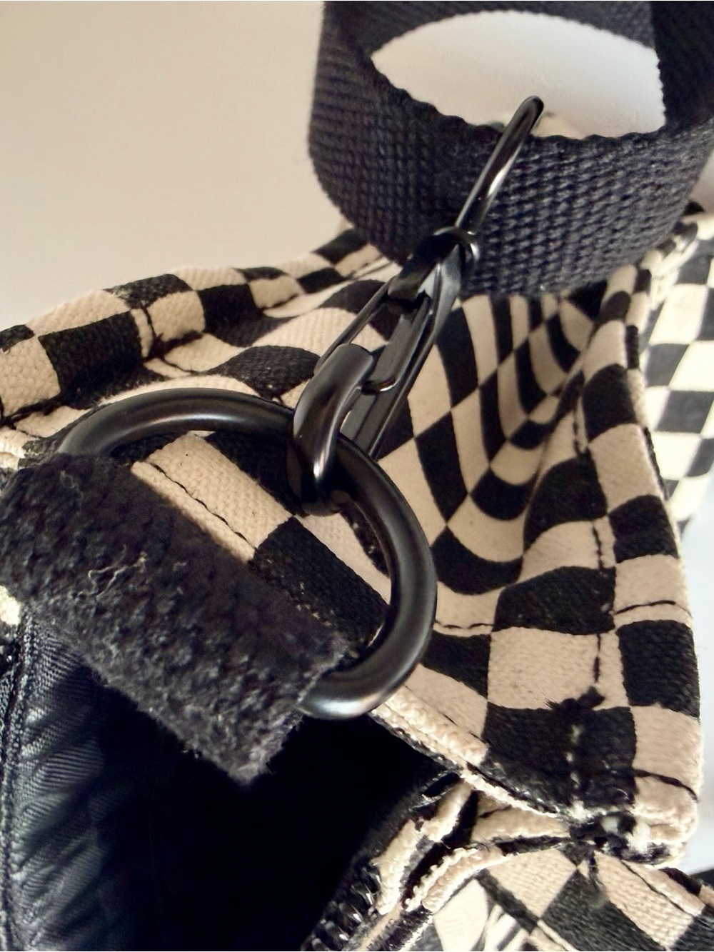 Vans Checkerboard Crossbody Tote - Black & Cream Canvas - Picture 6 of 10